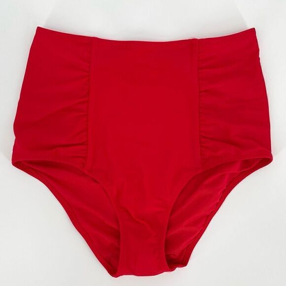 Aerie High Waisted Full Coverage Swimsuit Bottoms Women Small Red NWT - Picture 1 of 4